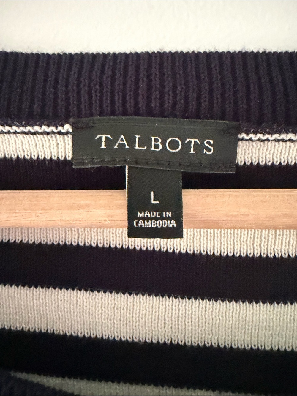 Talbots Size Large Multi Color Striped Crewneck Sweater Cotton Blend - Picture 5 of 8